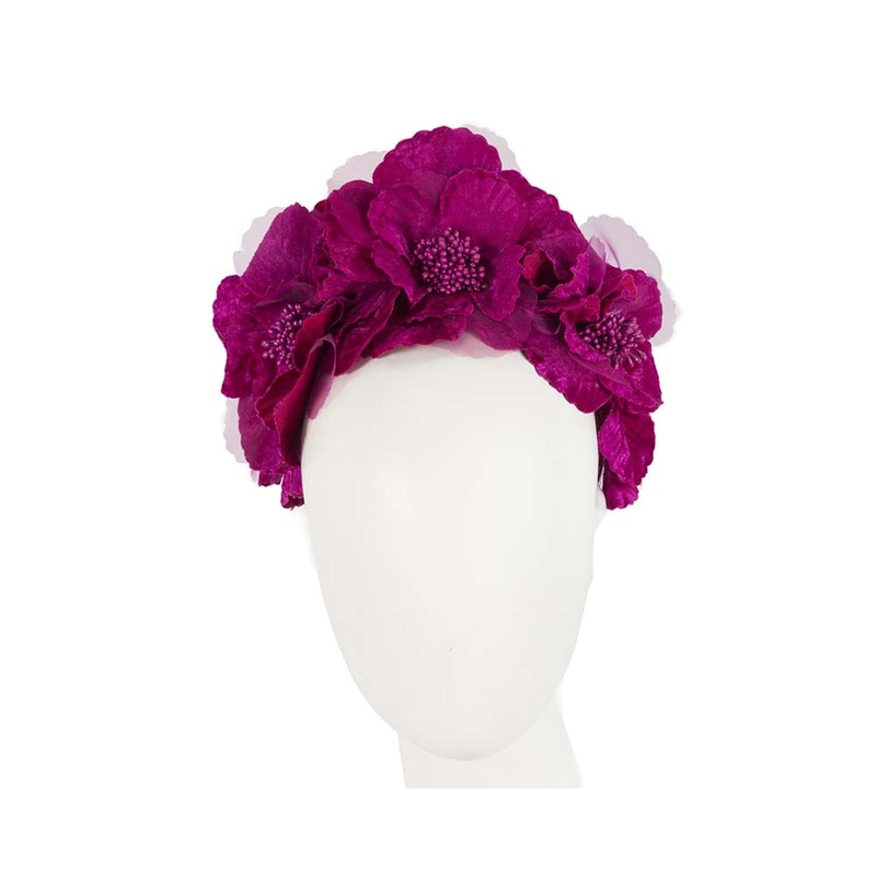 Fuchsia flower halo fascinator