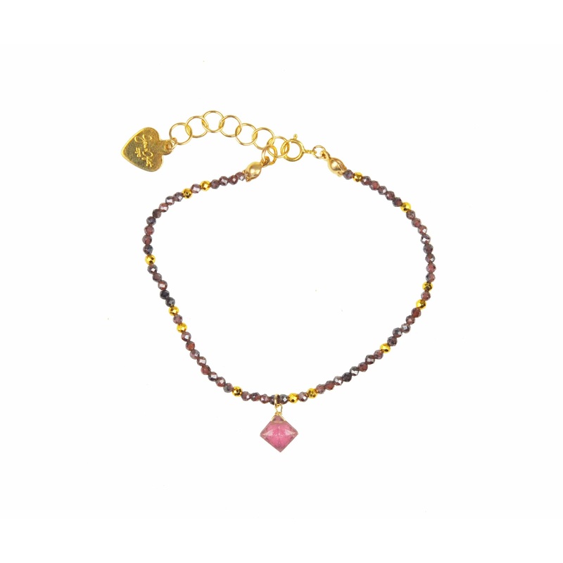 Gena Myint Garnet and Tourmaline Drop Delicate Bracelet