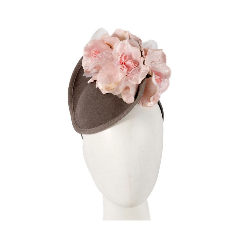 Grey and pink flower fascinator by Fillies Collection