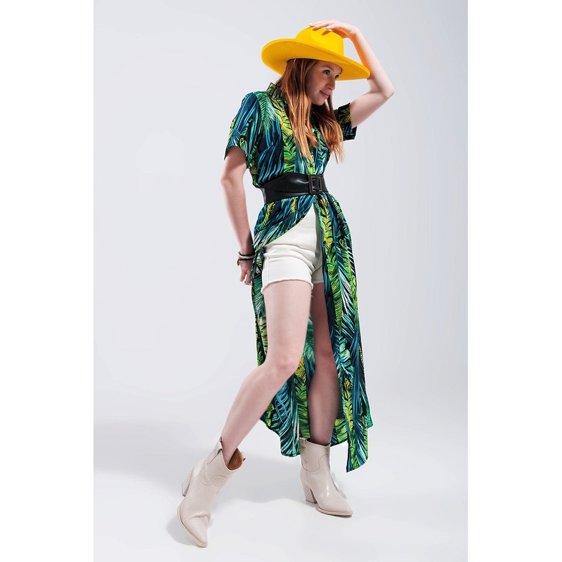 Maxi Shirt Dress In Tropical Print