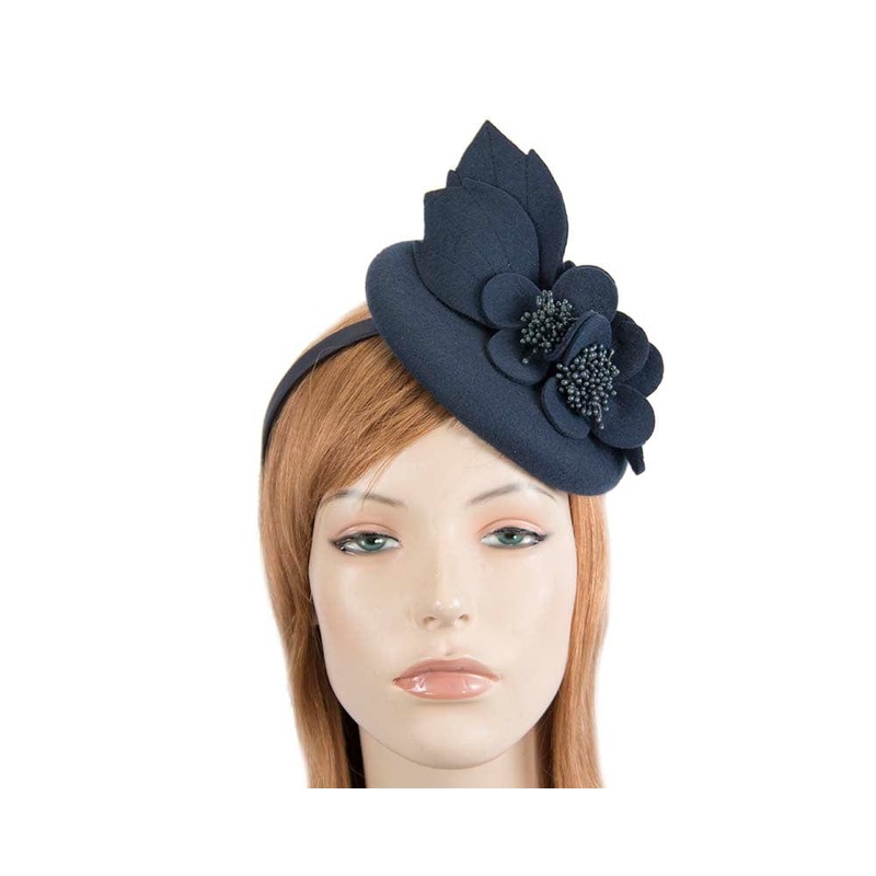 Navy felt winter racing fascinator by Max Alexander