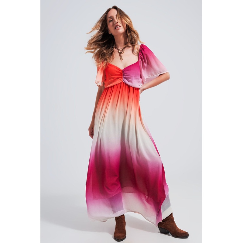Ombre Sweetheart Maxi Dress In Fuchsia