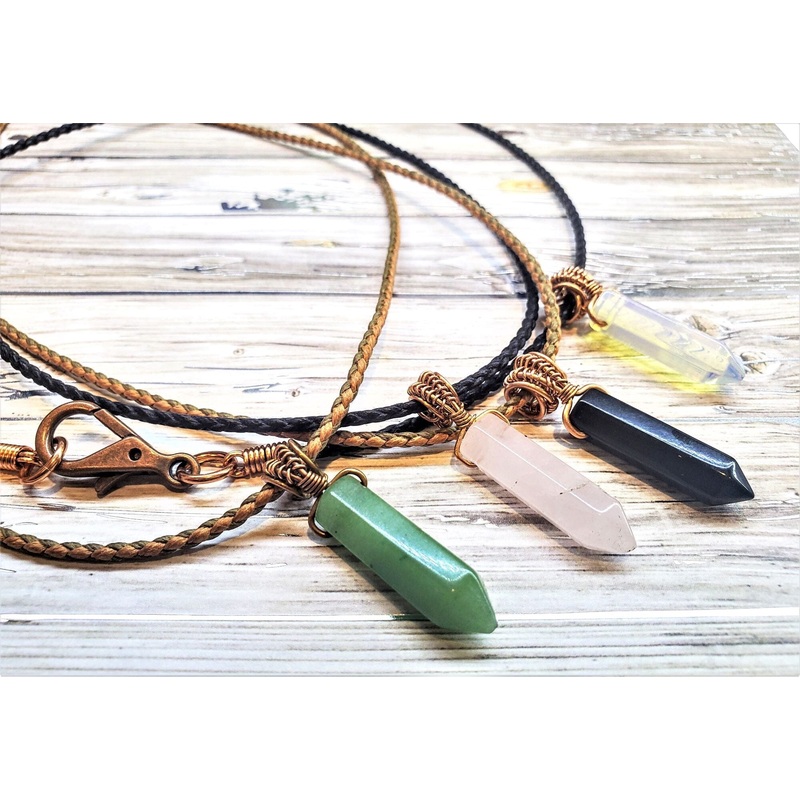 Vegan Friendly Wire Wrapped Pointed Crystal Necklace