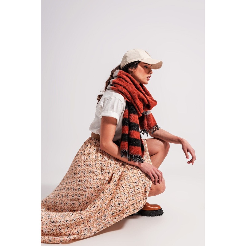 90S Midi Skirt In Geo Print