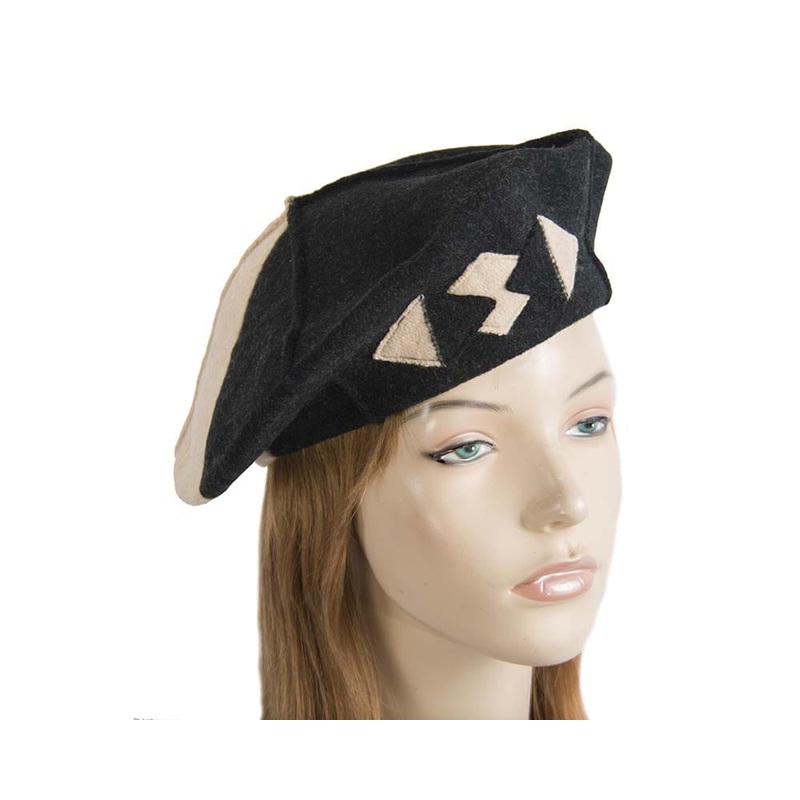 Beige & black winter french beret by Max Alexander