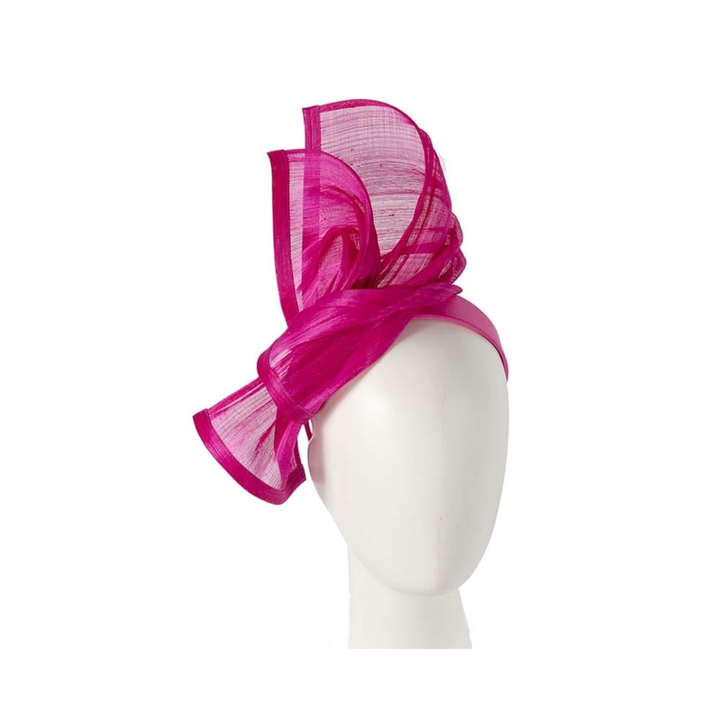 Bespoke hot pink silk abaca racing fascinator by Fillies Collection