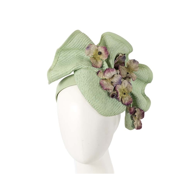 Bespoke mint racing fascinator by Cupids Millinery Melbourne