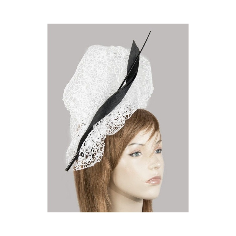Bespoke white & black lace fascinator