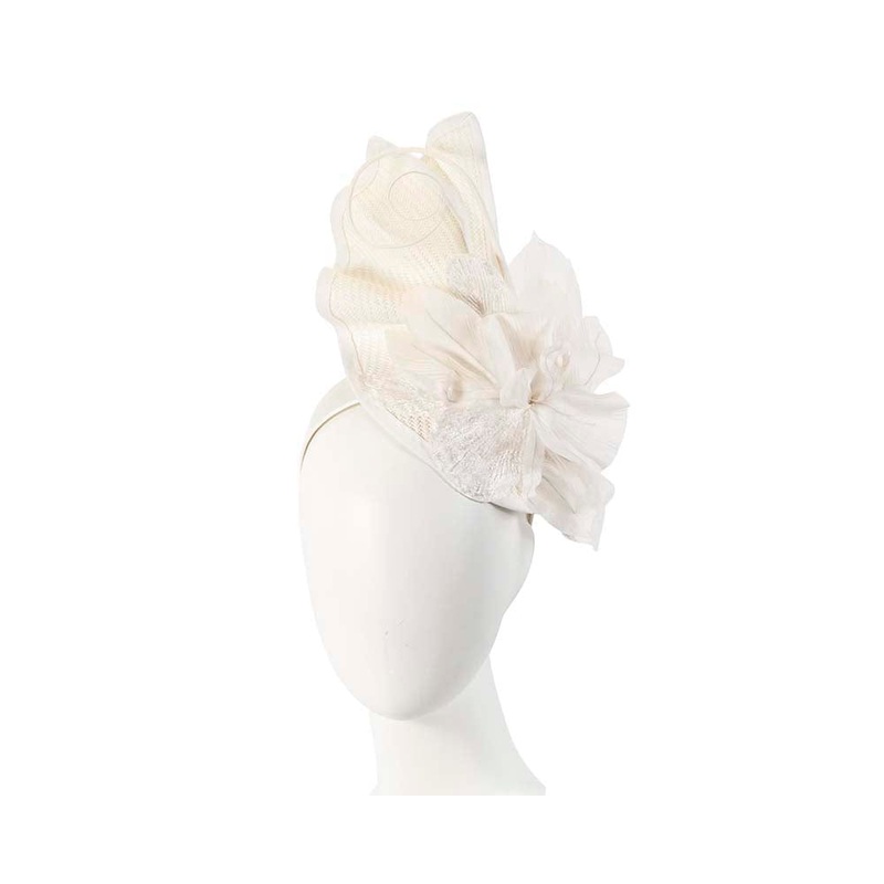 Bespoke white fascinator with flower