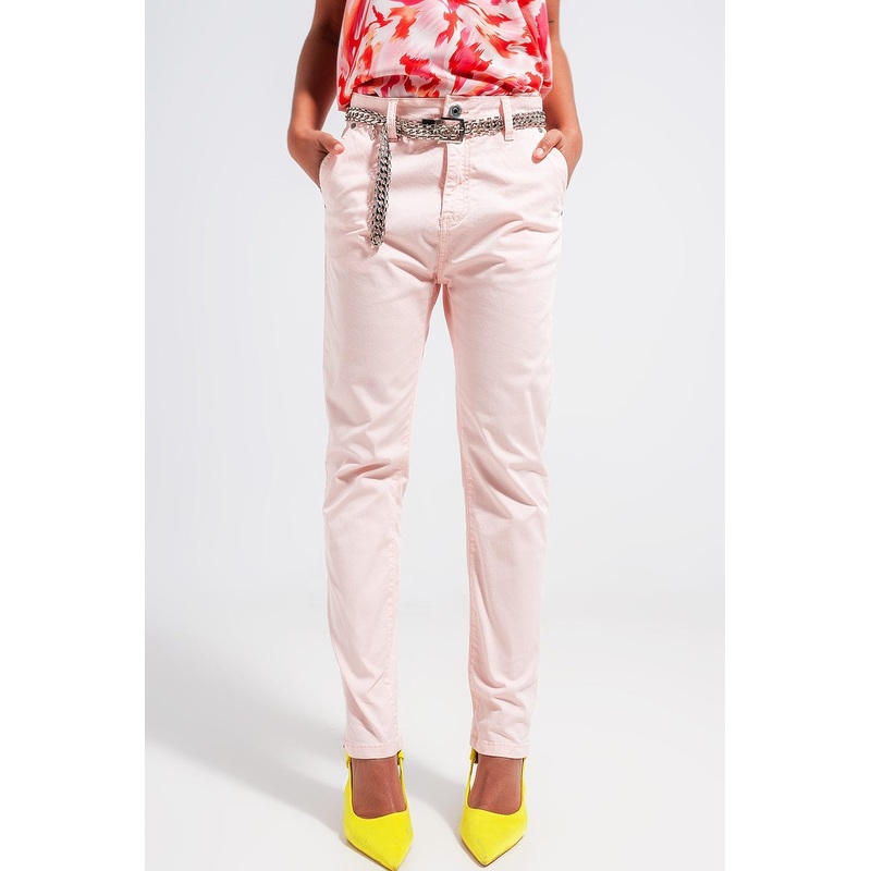 Cotton Blend Pants In Pink