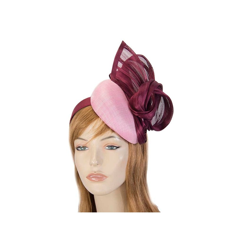 Elegant pink & magenta pillbox racing fascinator by Fillies Collection