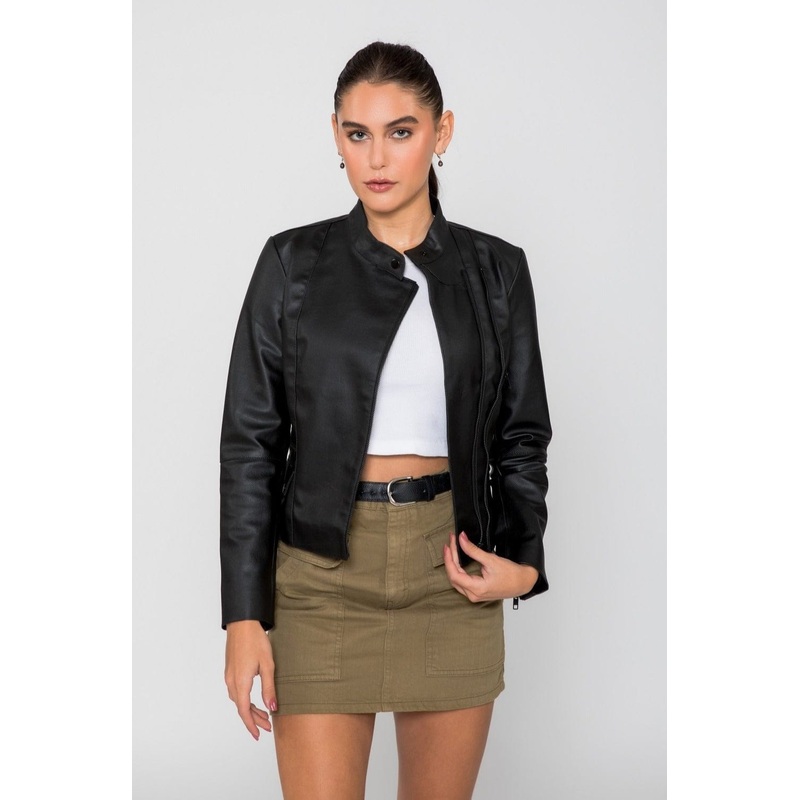 Fadcloset Women’s Skylar Biker PU Faux Leather Jacket