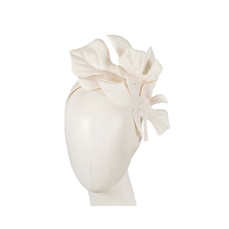 Ivory cream monstera leaves fascinator by Max Alexander