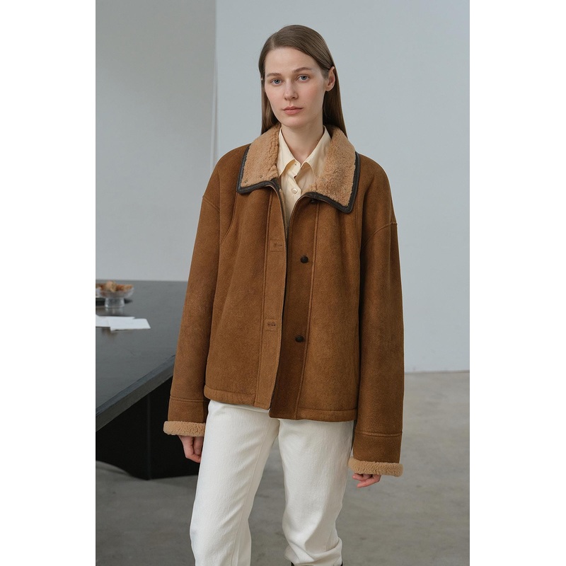 “Knight’s Contract” Merino Wool Sheepskin Coat With Fur-Faced Stand-Up Collar