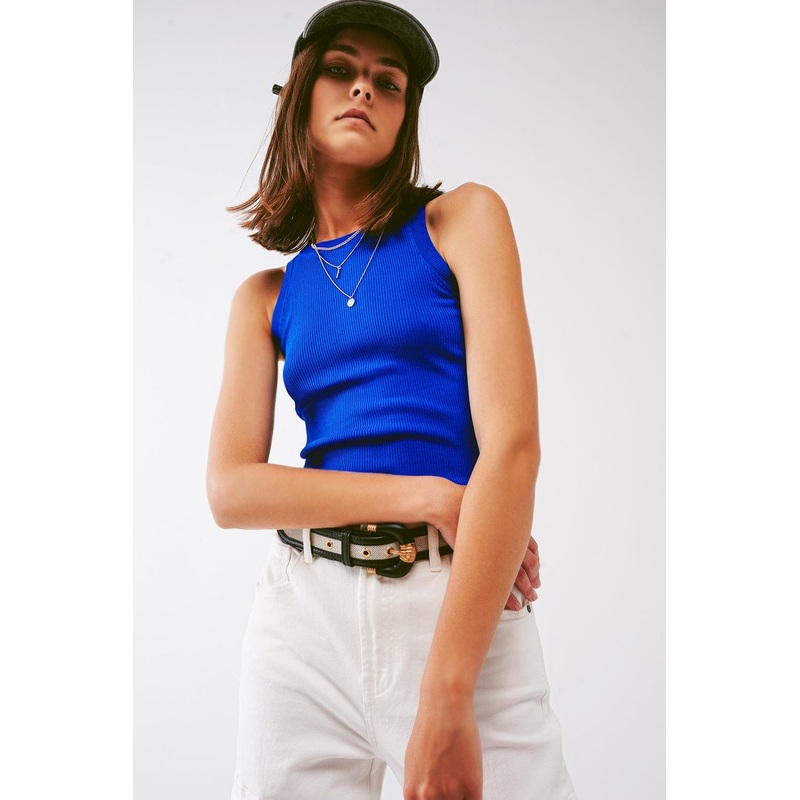 Knitted Tank Top In Blue