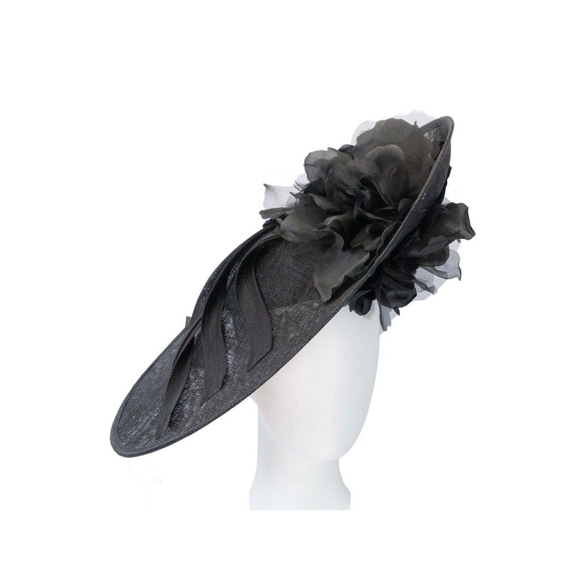 Large black plate racing fascinator by Fillies Collection