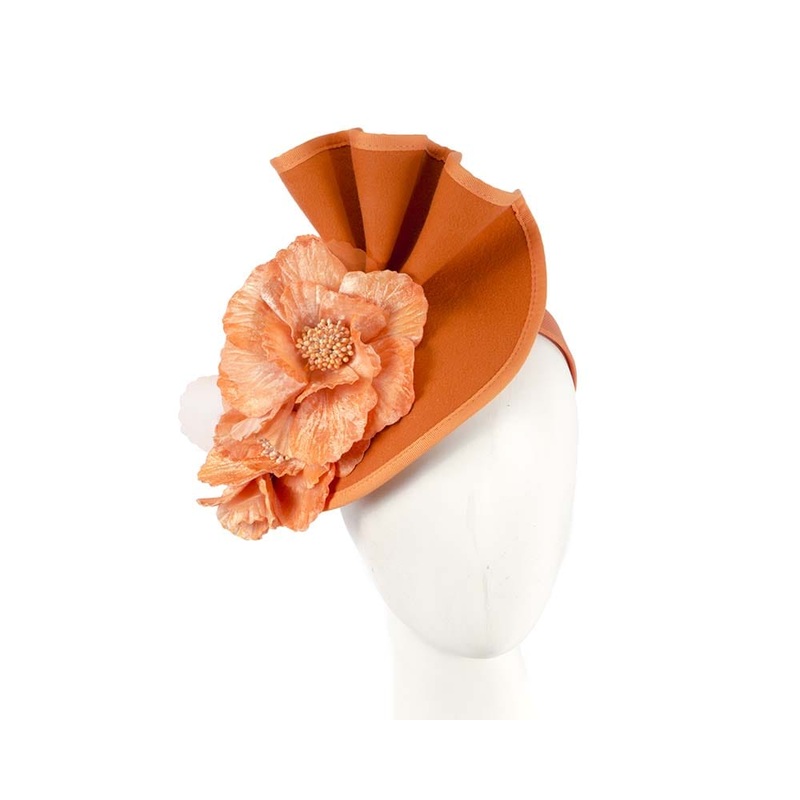 Large orange felt flower fascinator