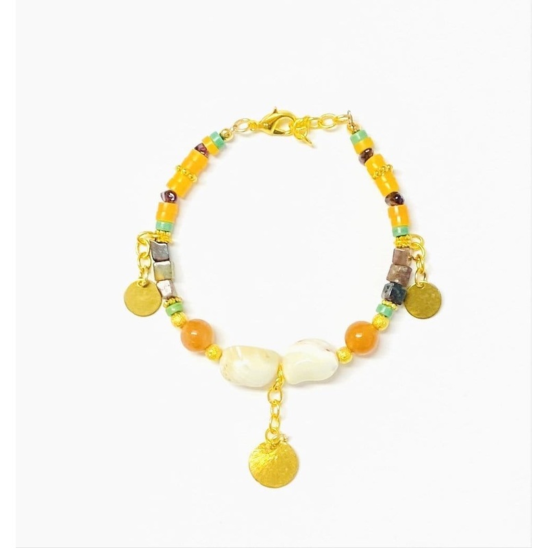 Mander Bracelet In Mother Of Pearl, Jasper, Howlite, & Jade