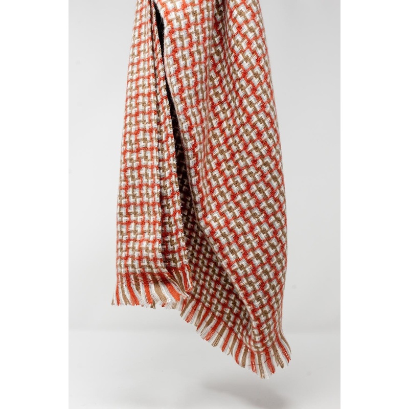 Super Soft Red Scarf With Geometric Print