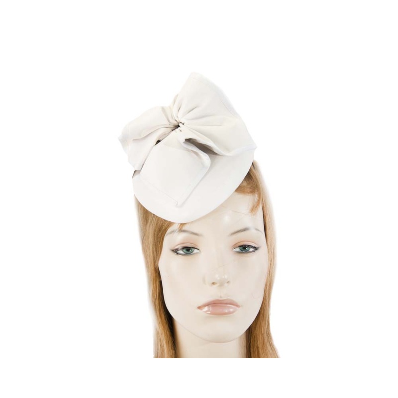 White leather racing pillbox fascinator
