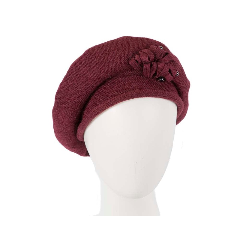 Woolen woven plum beret by Max Alexander