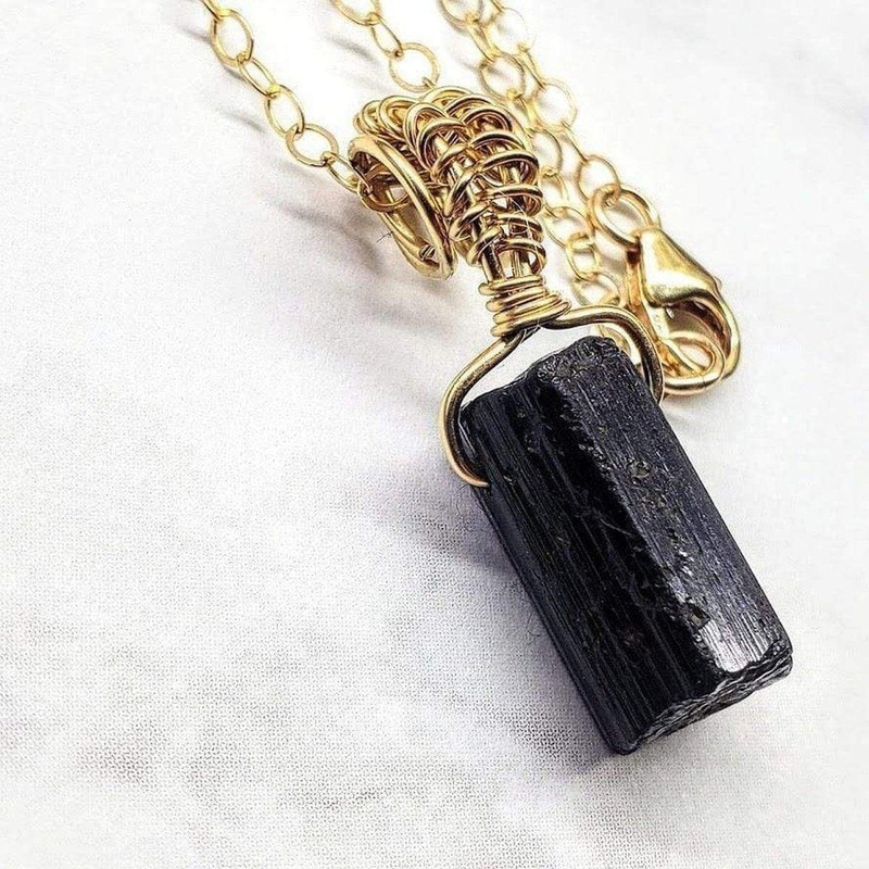 Alexa Martha Designs Raw Black Tourmaline Gemstone Necklace