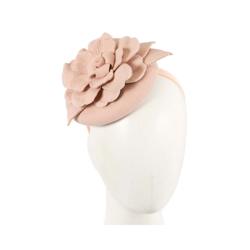 Beige winter pillbox fascinator by Max Alexander