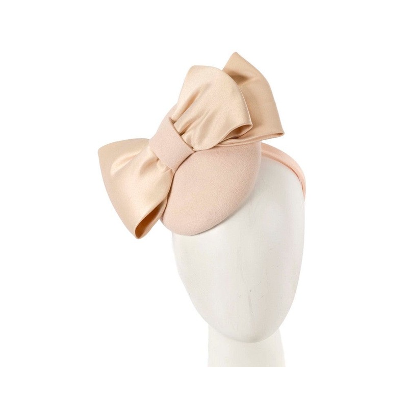 Beige winter pillbox fascinator with bow