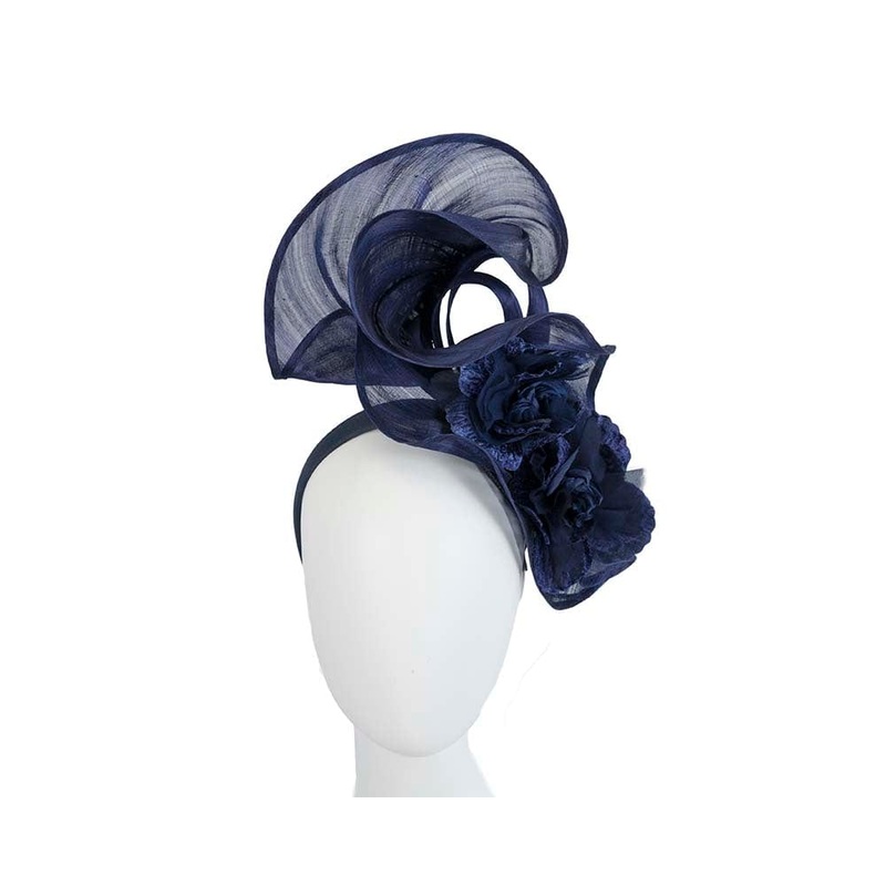 Bespoke large navy fascinator