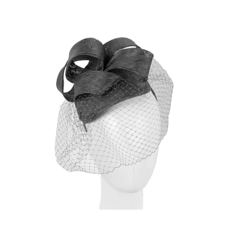Black fascinator with face veil by Max Alexander