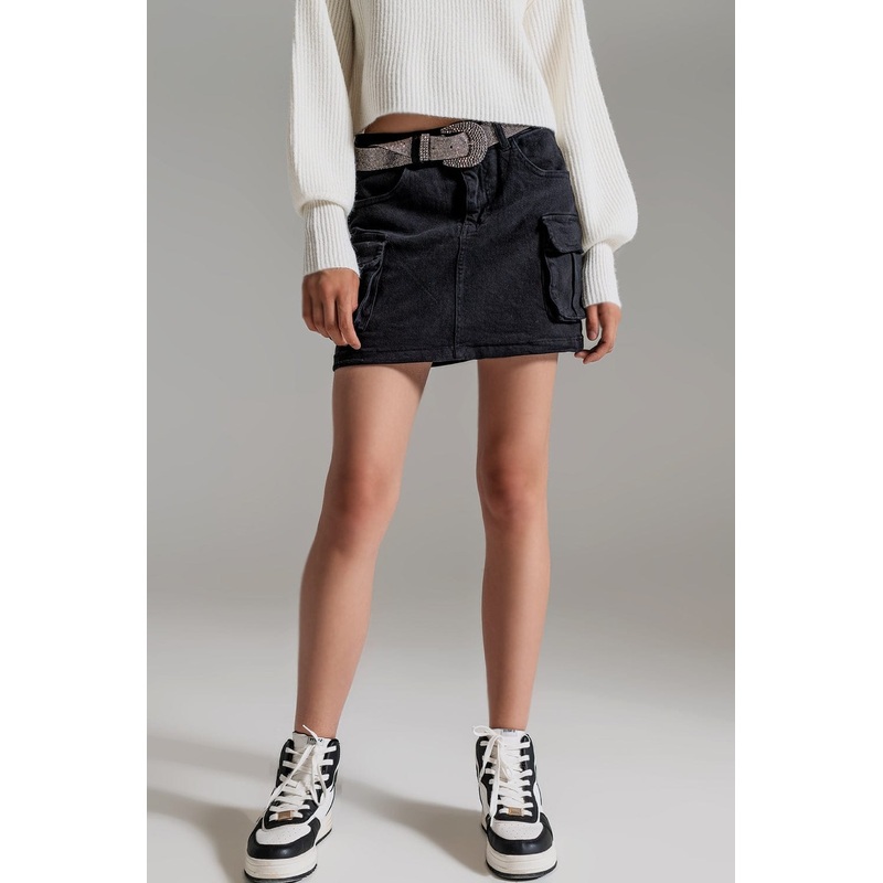Cargo Mini Skirt In Black
