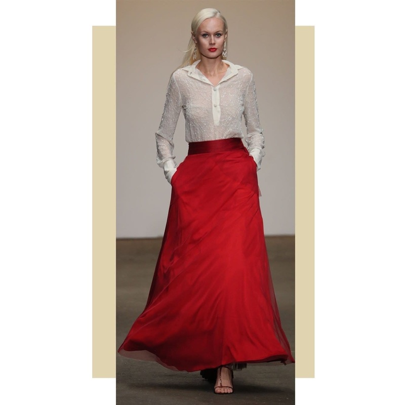 Lavanya Coodly Hannah Floor Length Red Flare Skirt with Side Tie Belt