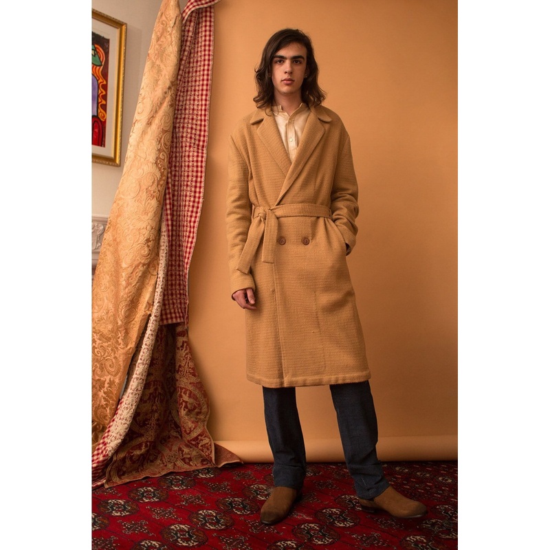 Lavanya Coodly Men’s Wool Pierre Trench Coat in Tan, Black, or Navy