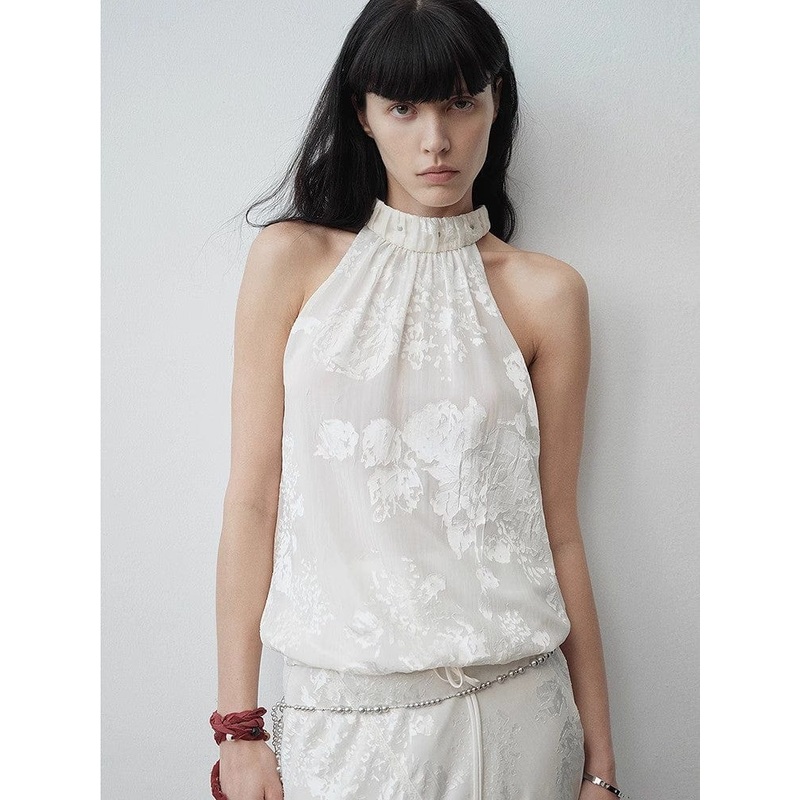 “Light and Shadow” Retro Posey Halter Neck Vest