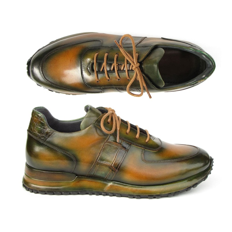 Paul Parkman Men’s Olive Green Hand-Painted Sneakers (ID#LP208GRN)