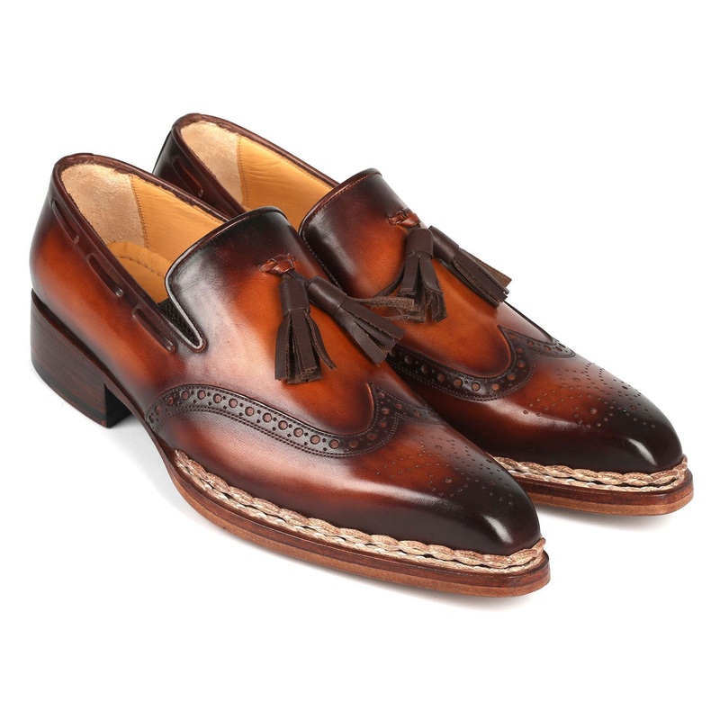 Paul Parkman Norwegian Welted Tassel Loafers Brown Burnished (ID#8507-BRW)