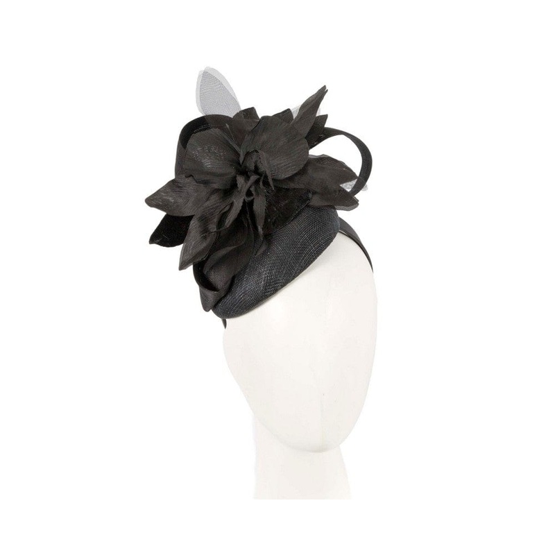 Tall black racing pillbox fascinator by Fillies Collection