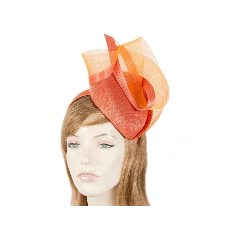 Tall orange pillbox fascinator