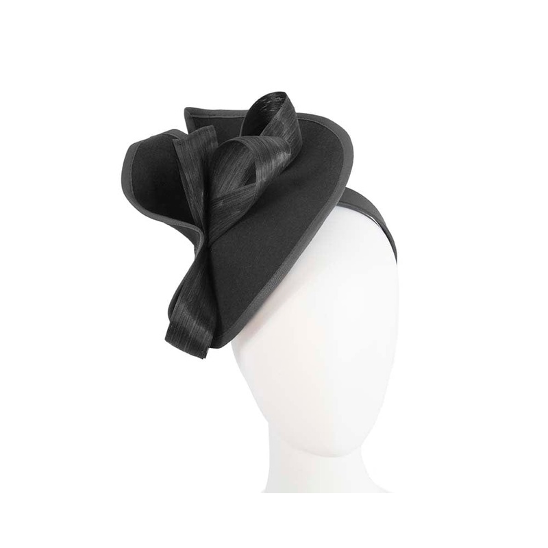 Twisted black felt fascinator by Fillies Collection