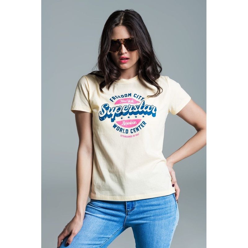 Yellow “Superstar” Printed T-Shirt