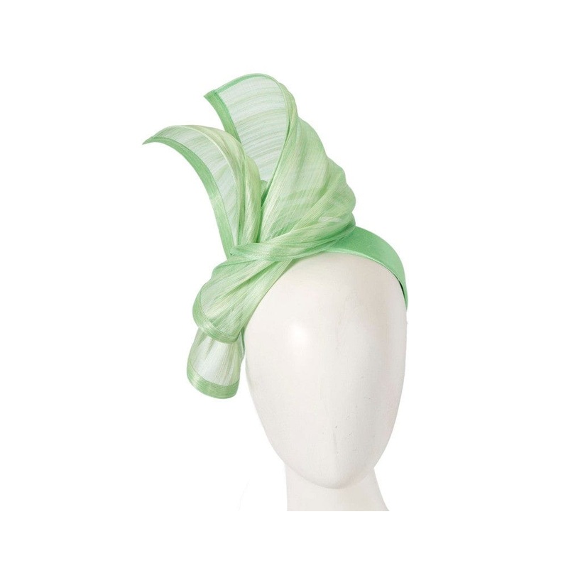 Bespoke mint green silk abaca racing fascinator by Fillies Collection