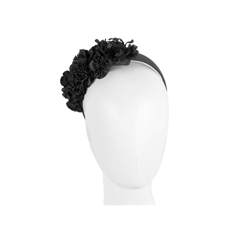 Black flower headband racing fascinator
