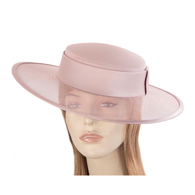 Dusty pink designers boater hat
