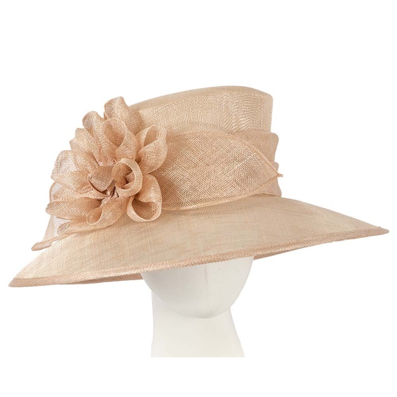 Large nude sinamay racing hat