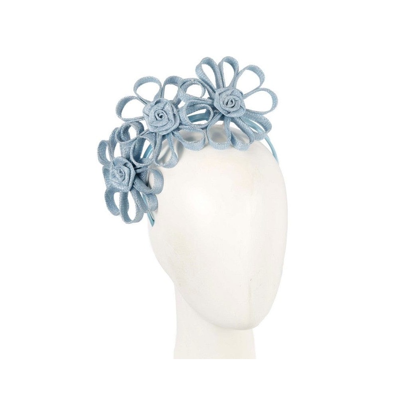 Light blue sinamay flowers headband by Max Alexander