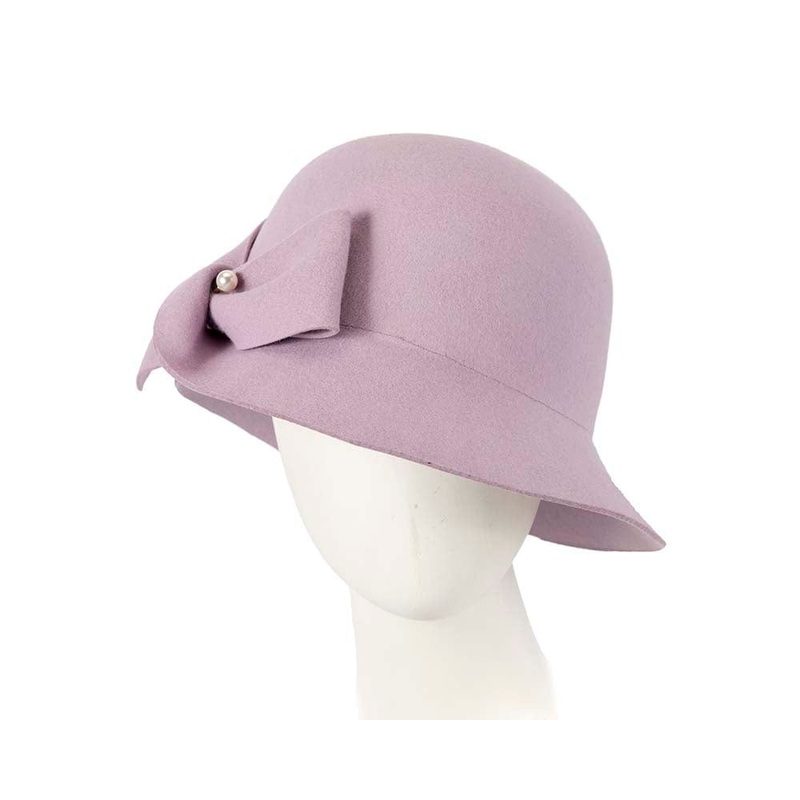 Lilac ladies winter cloche hat