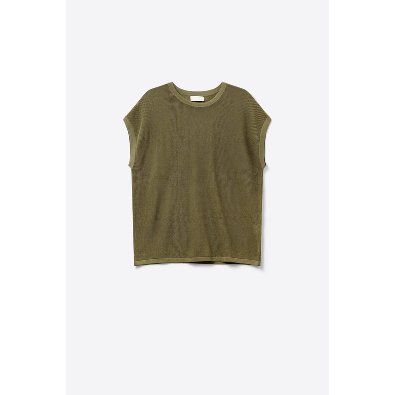 Mesh Knit Sweater In Khaki Color