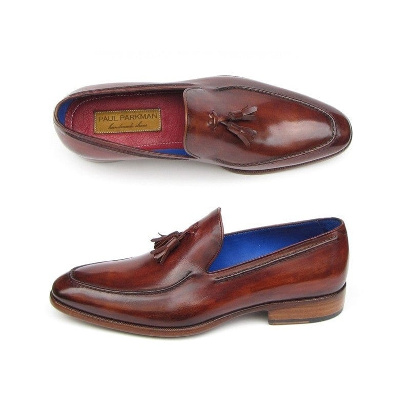 Paul Parkman Men’s Tassel Loafer Brown Leather Upper and Leather Sole (ID#073-BRD)