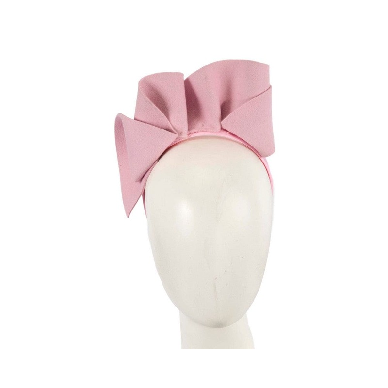 Pink felt winter racing fascinator by Max Alexander