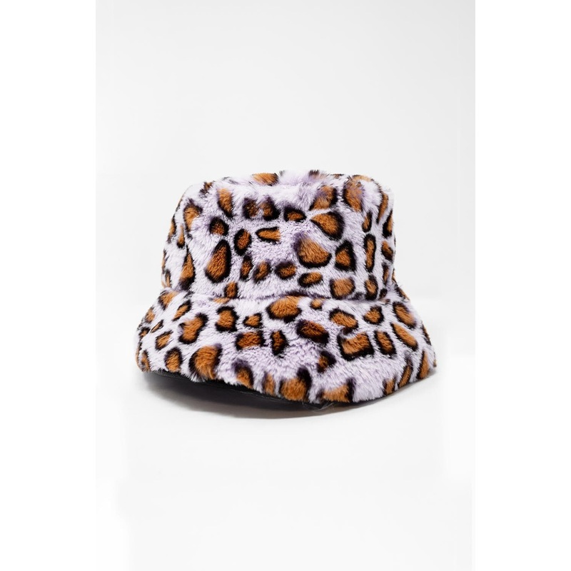 Purple Bucket Hat In Animal Print